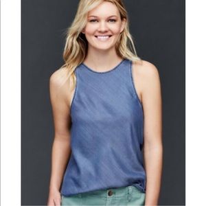 Gap tie neck chambray tencel tank